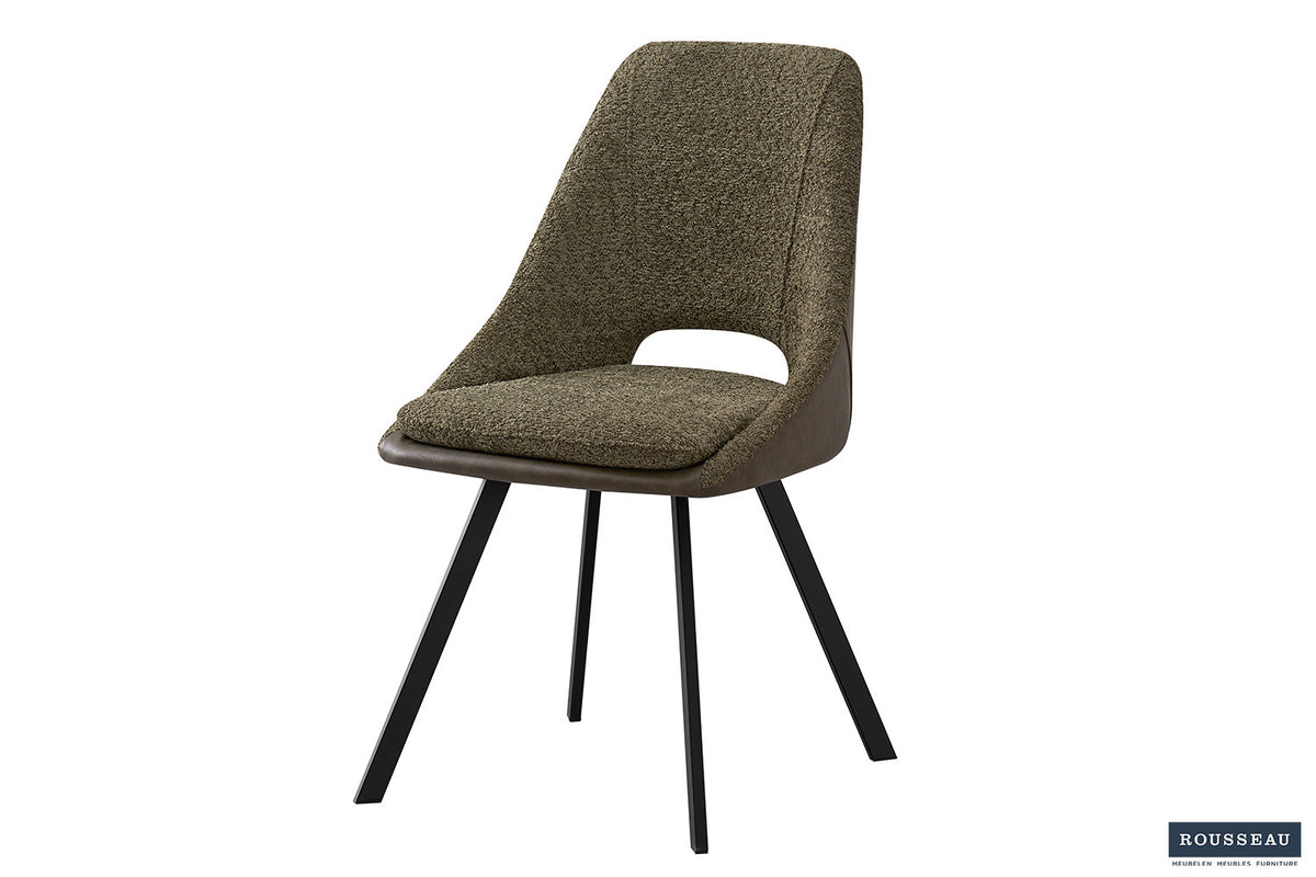 Rousseau - Chaise Filou Boucle - Dossier Vert PU Vert Foncé - 85x48x56 cm