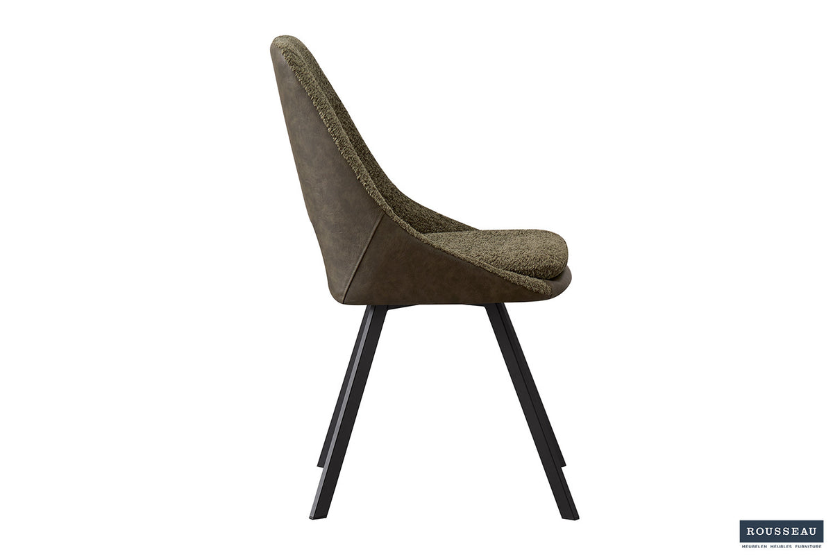 Rousseau - Chaise Filou Boucle - Dossier Vert PU Vert Foncé - 85x48x56 cm