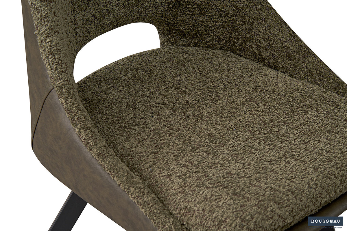 Rousseau - Chaise Filou Boucle - Dossier Vert PU Vert Foncé - 85x48x56 cm
