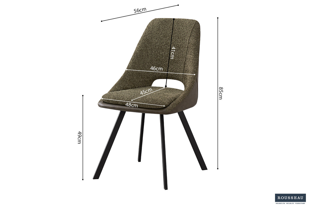 Rousseau - Chaise Filou Boucle - Dossier Vert PU Vert Foncé - 85x48x56 cm