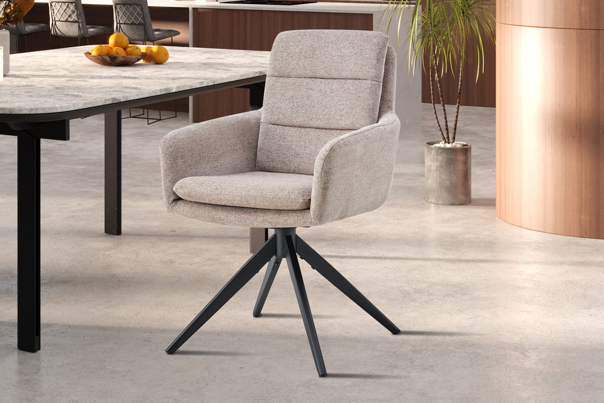 Rousseau - Chaise Lisold - Tissu Gris Clair - 93x59x65 cm