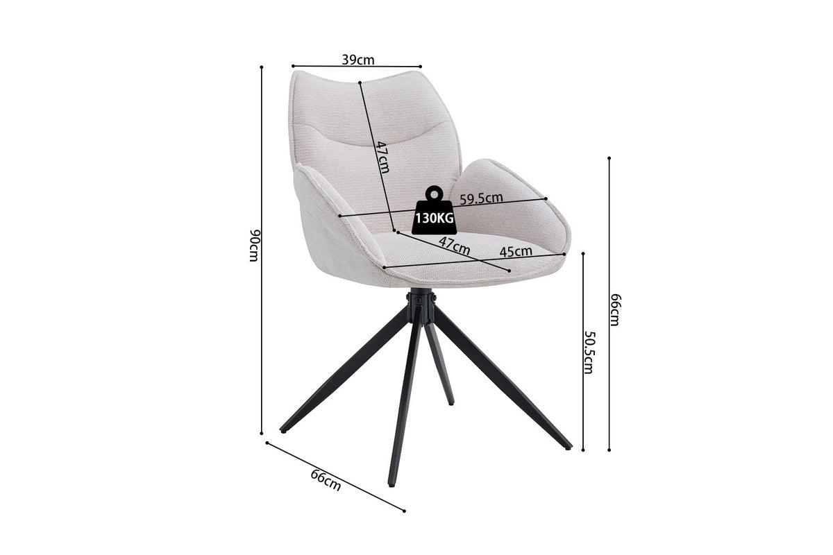 Rousseau - Chaise Mahi - Tissu Beige - 90x59,5x66 cm