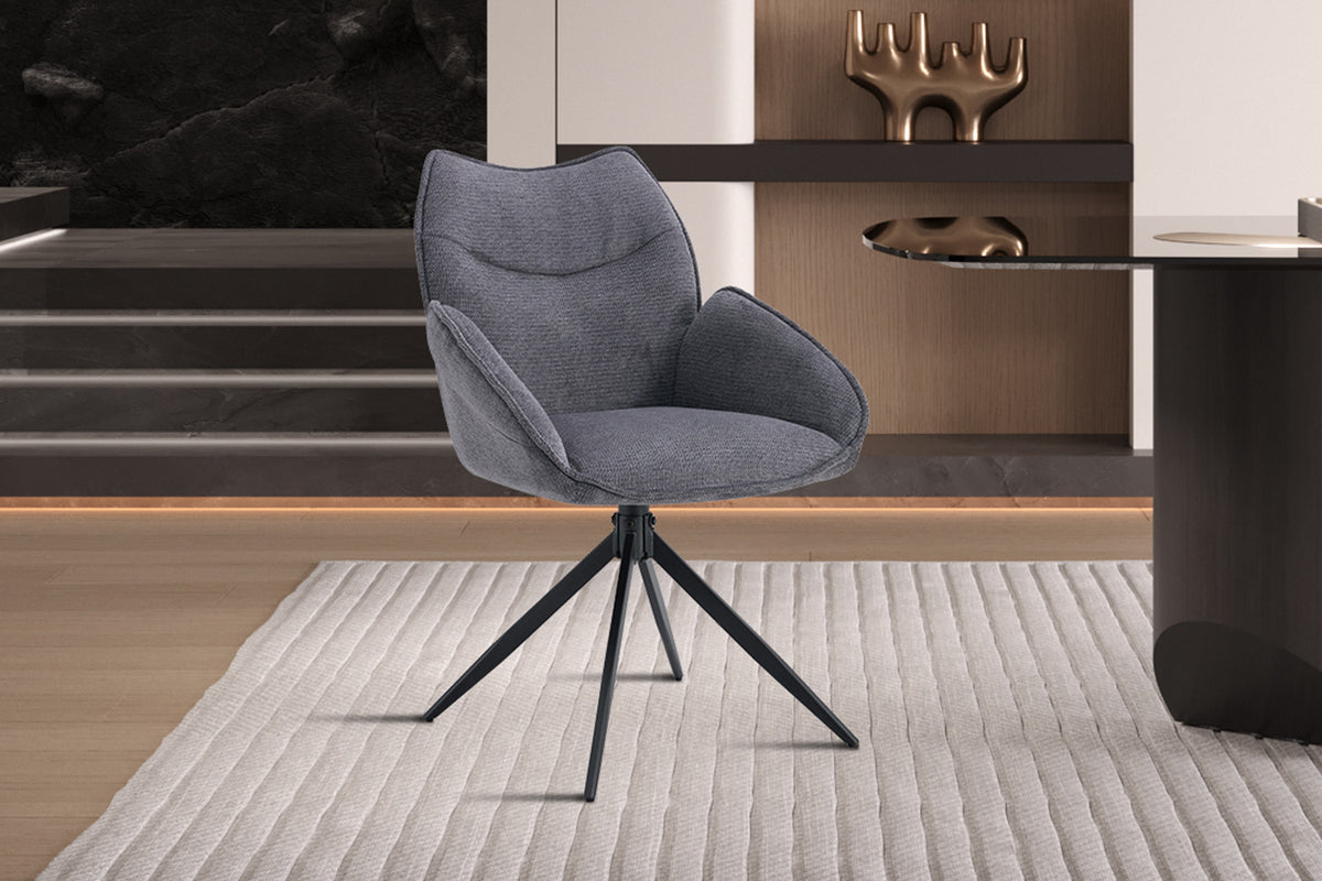 Rousseau - Chaise Mahi - Tissu Gris Foncé - 90x59,5x66 cm
