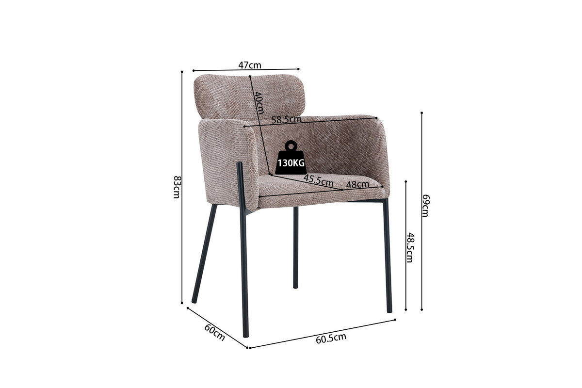 Rousseau - Chaise Naomi - Tissu Sable - 83x60,5x60 cm