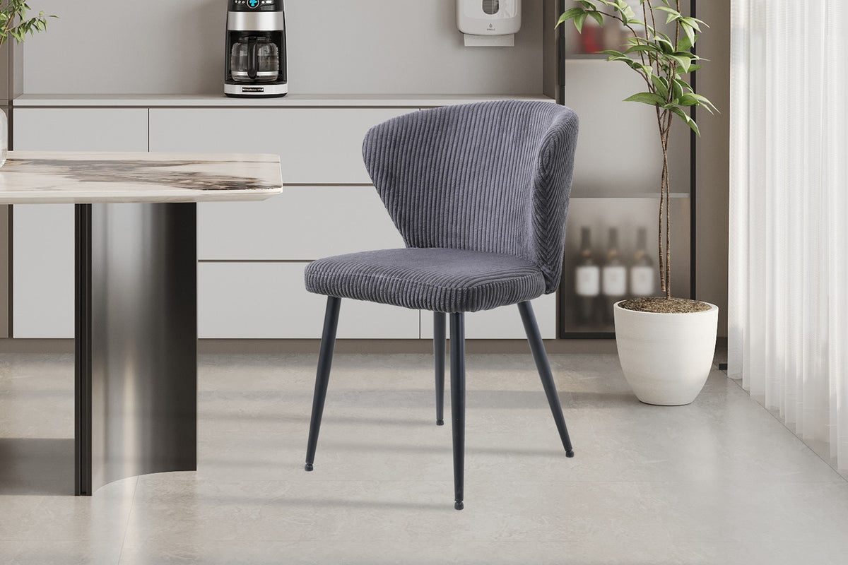 Rousseau - Chaise Tornado Velours Côtelé Gris - 79x54x55 cm
