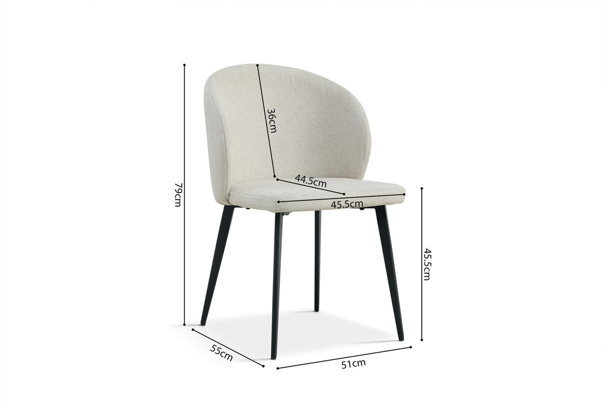 Rousseau - Chaise Tolède - Tissu Beige - 80x51x55 cm