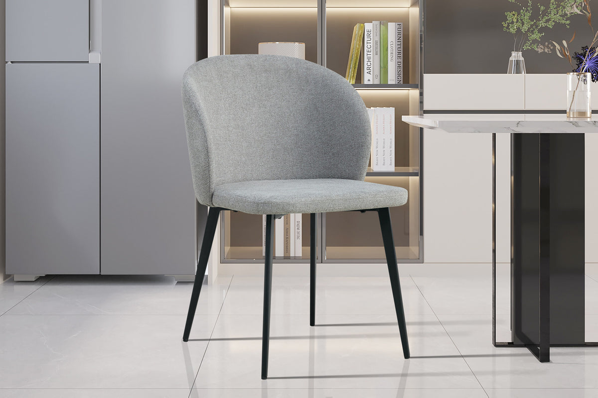 Rousseau - Chaise Toledo - Tissu Gris Clair - 80x51x55 cm