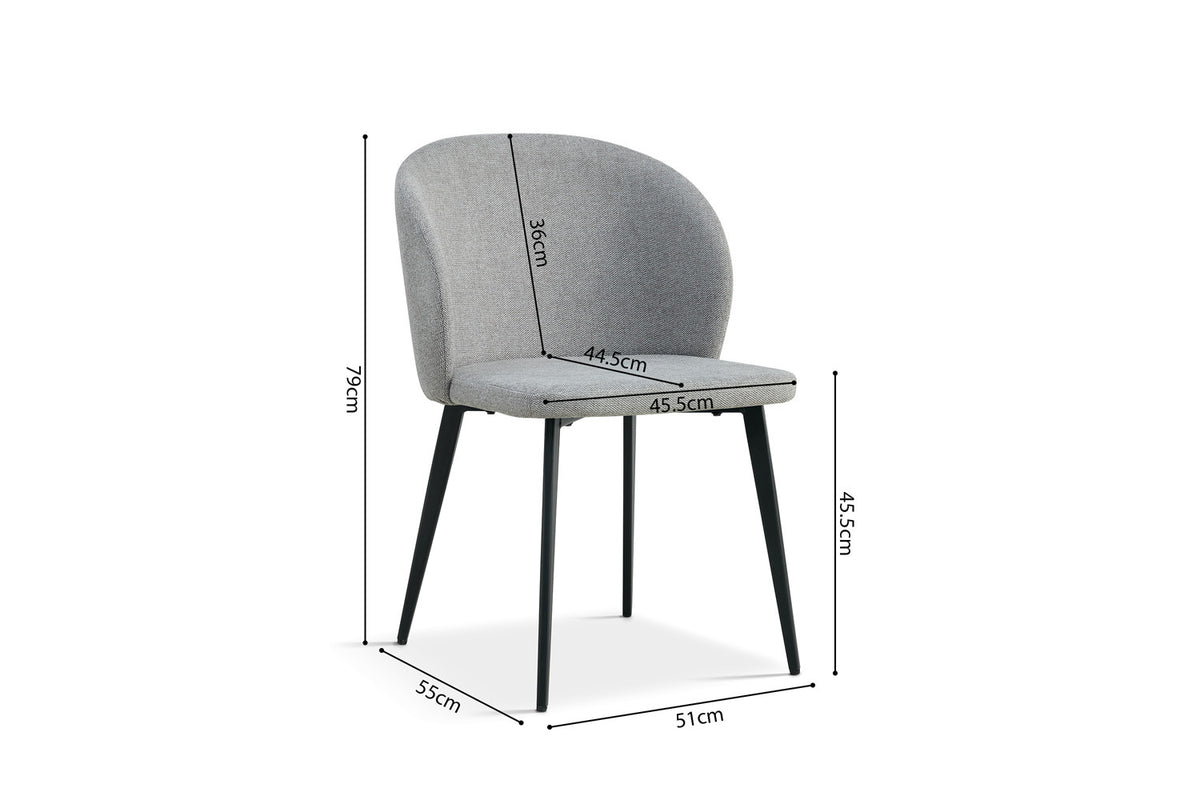 Rousseau - Chaise Toledo - Tissu Gris Clair - 80x51x55 cm