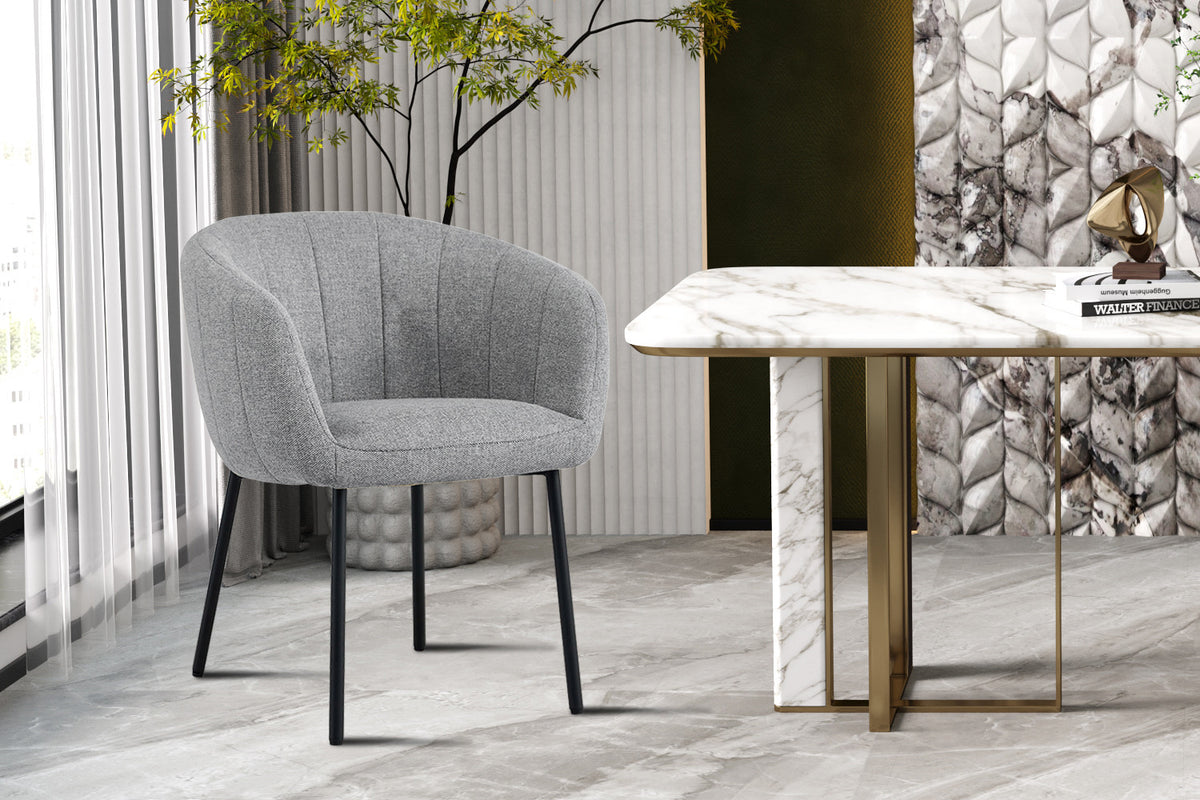 Rousseau - Chaise Sevilla - Tissu - Gris clair - 79x57x62 cm