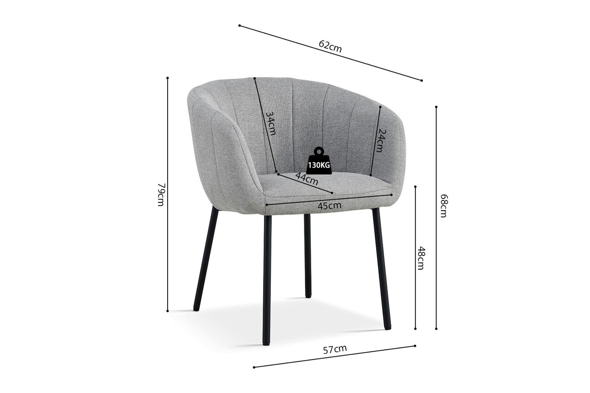 Rousseau - Chaise Sevilla - Tissu - Gris clair - 79x57x62 cm