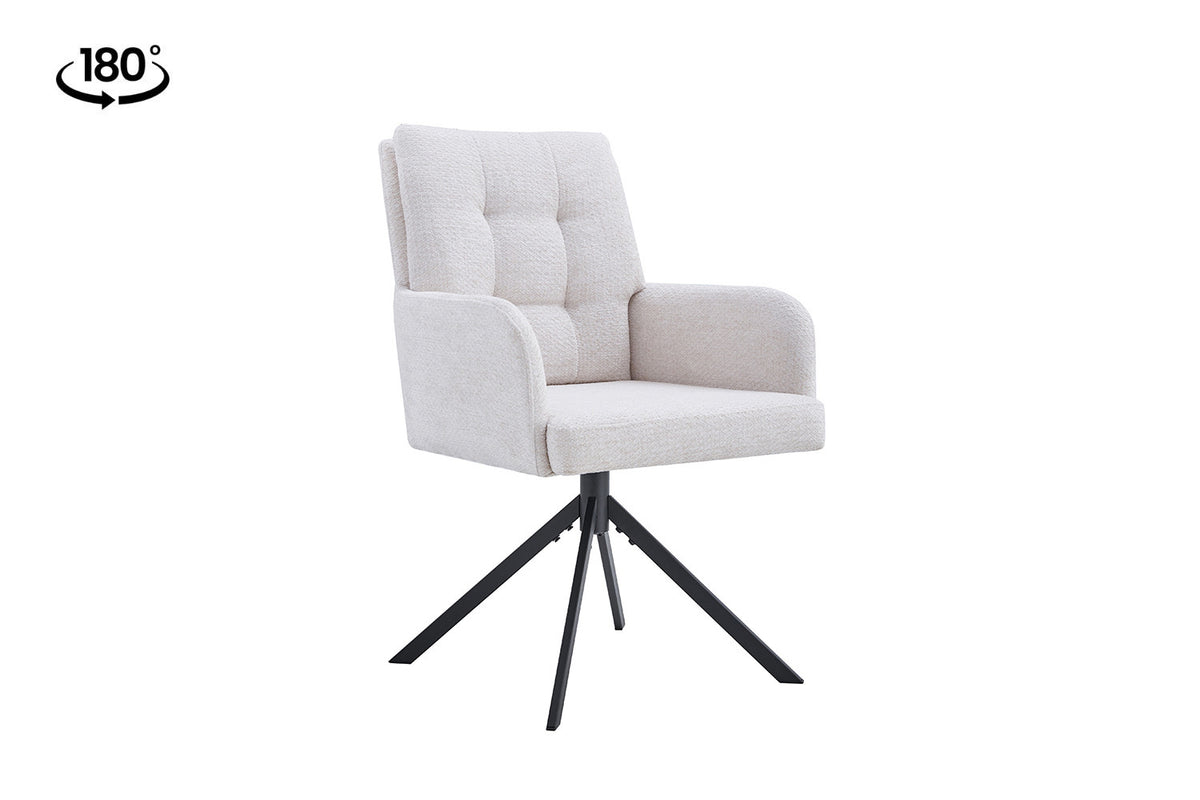 Rousseau - Chaise Granada - Tissu - Ecru - 85x50x62 cm
