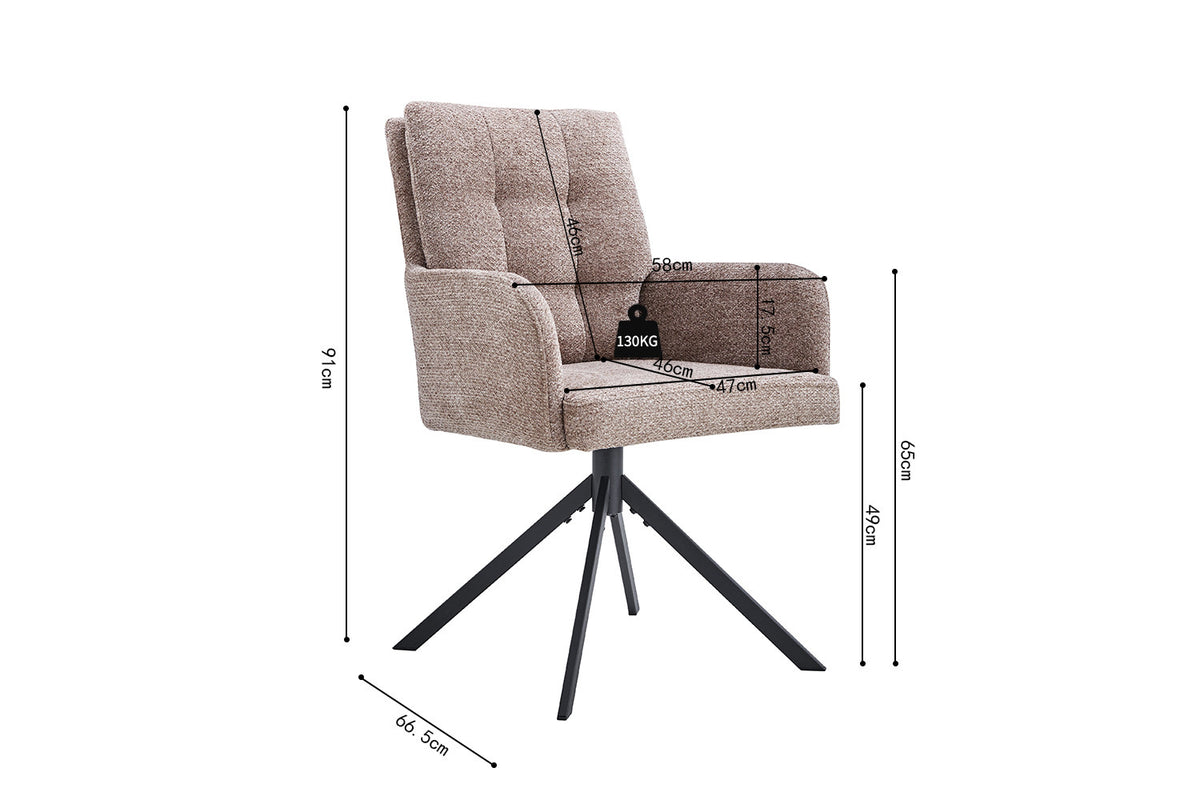 Rousseau - Chaise Granada - Tissu - Sable - 85x50x62 cm