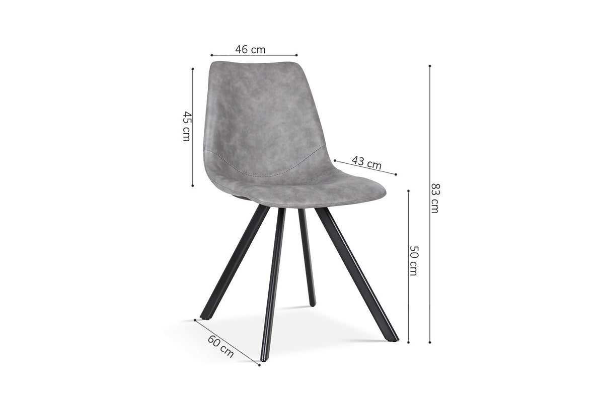 Rousseau - Stoel Emma - PU Donkergrijs - 83x46x60  cm