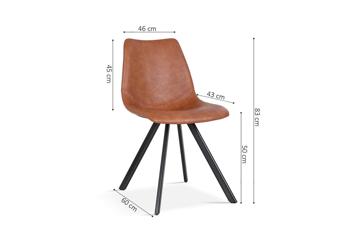 Rousseau - Chaise Emma - PU Cognac - 83x46x60 cm