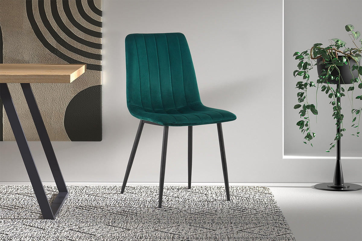 Rousseau - Chaise Willis - Velours Vert - 86x45x55 cm
