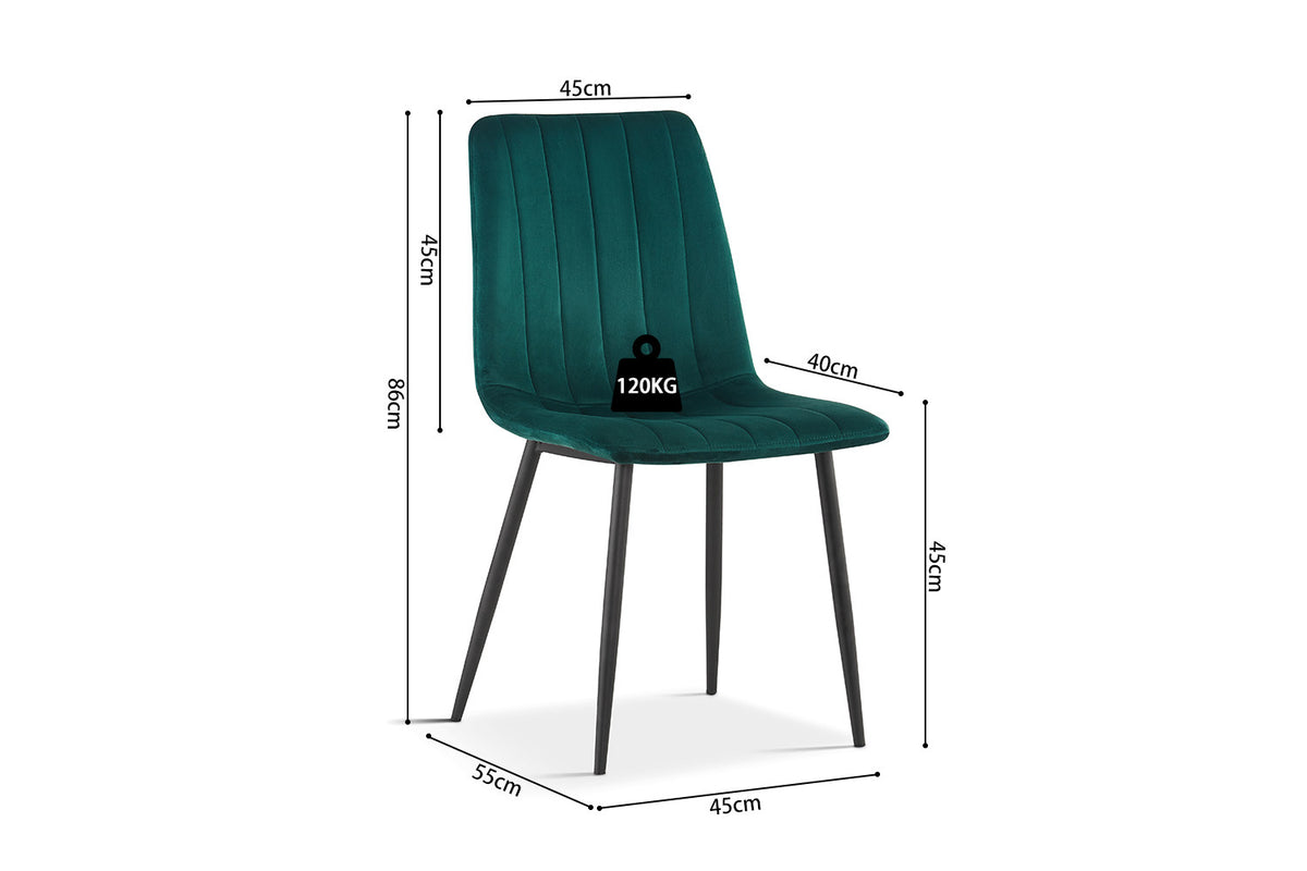 Rousseau - Chaise Willis - Velours Vert - 86x45x55 cm