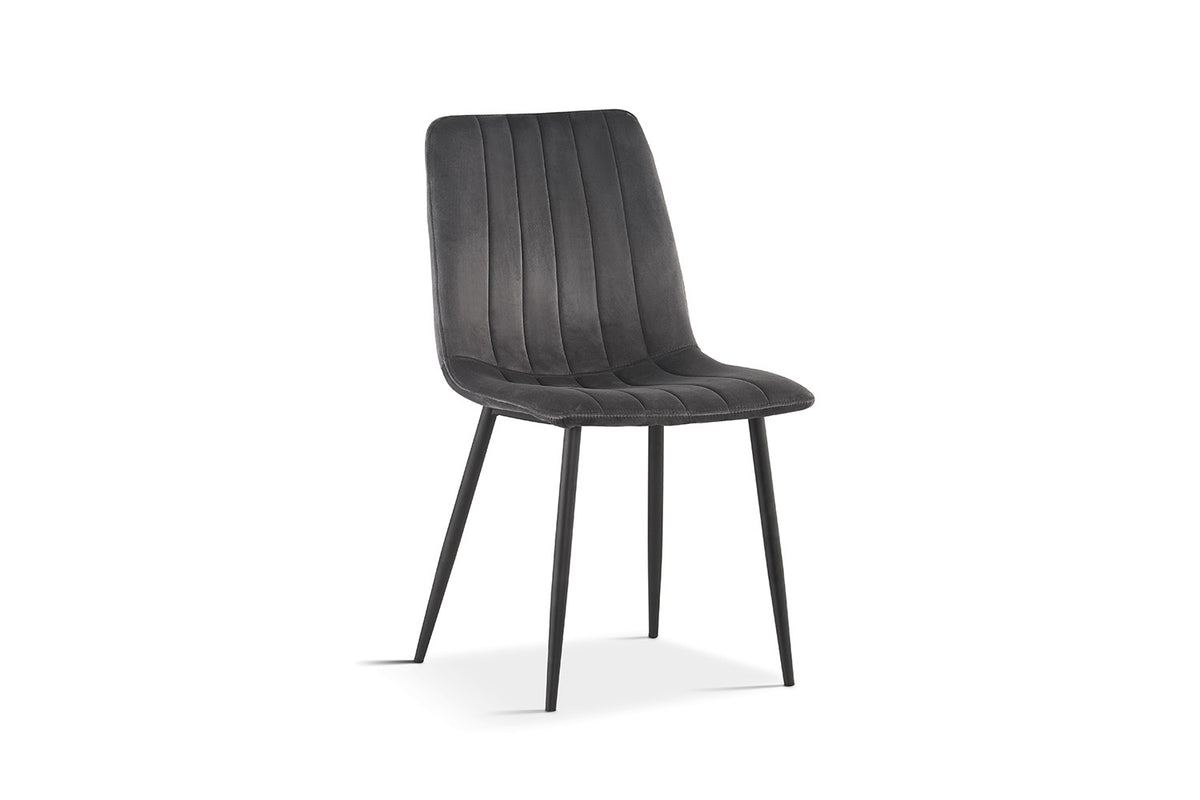 Rousseau - Chaise Willis - Velours Gris - 86x45x55 cm