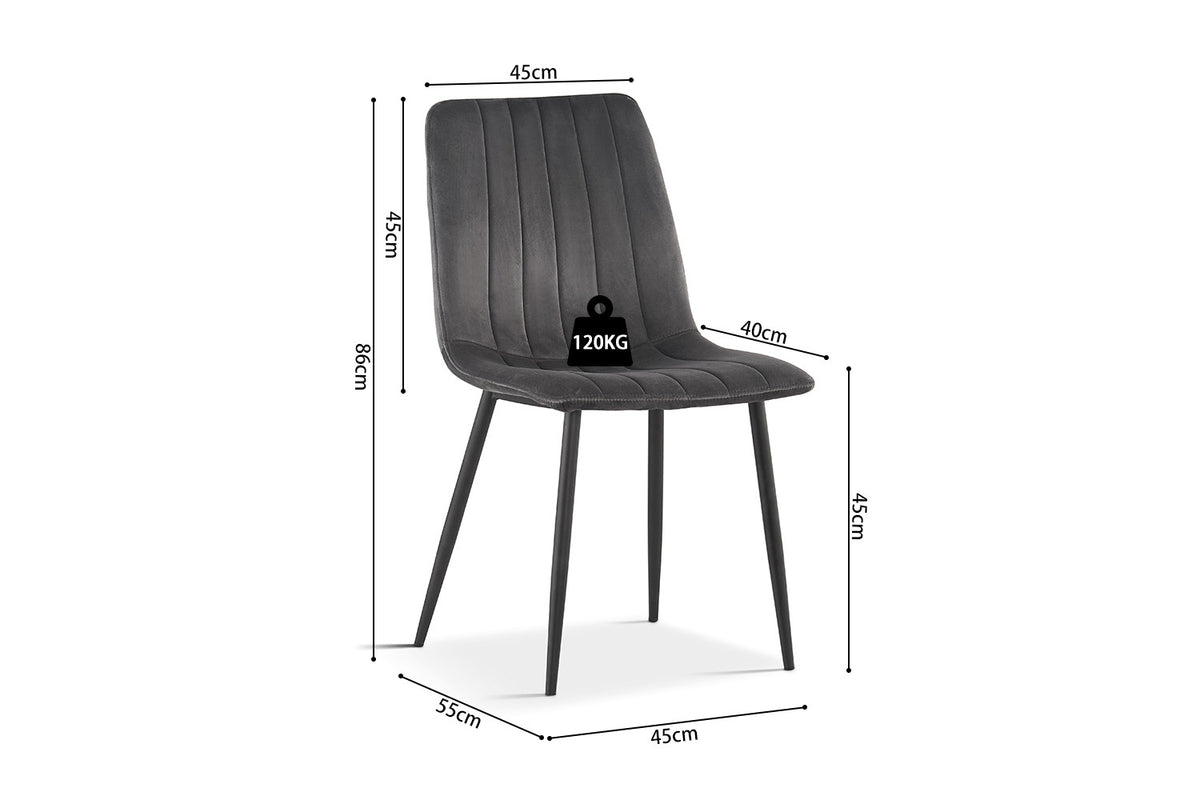 Rousseau - Chaise Willis - Velours Gris - 86x45x55 cm