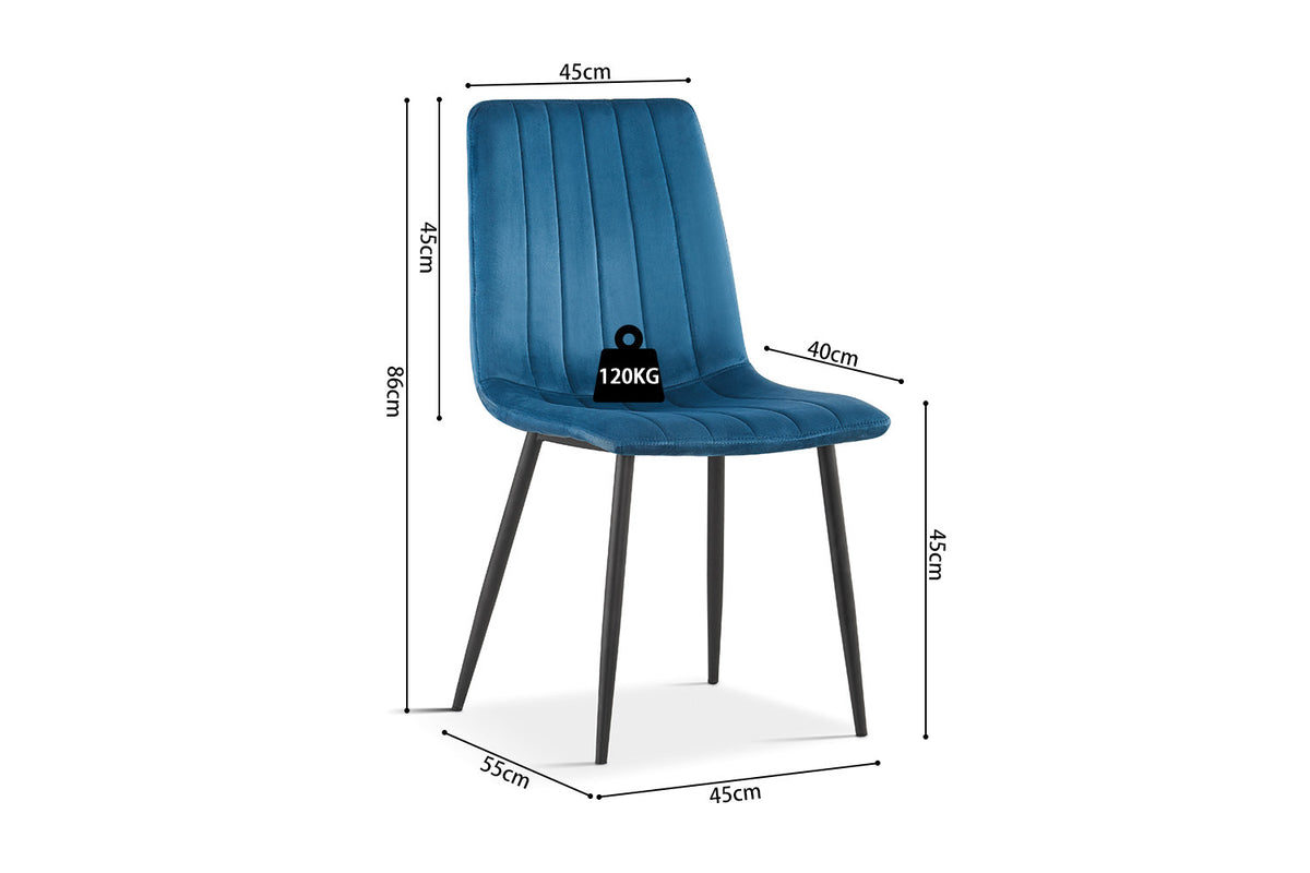 Rousseau - Stoel Willis - Fluweel Blauw - 86x45x55 cm