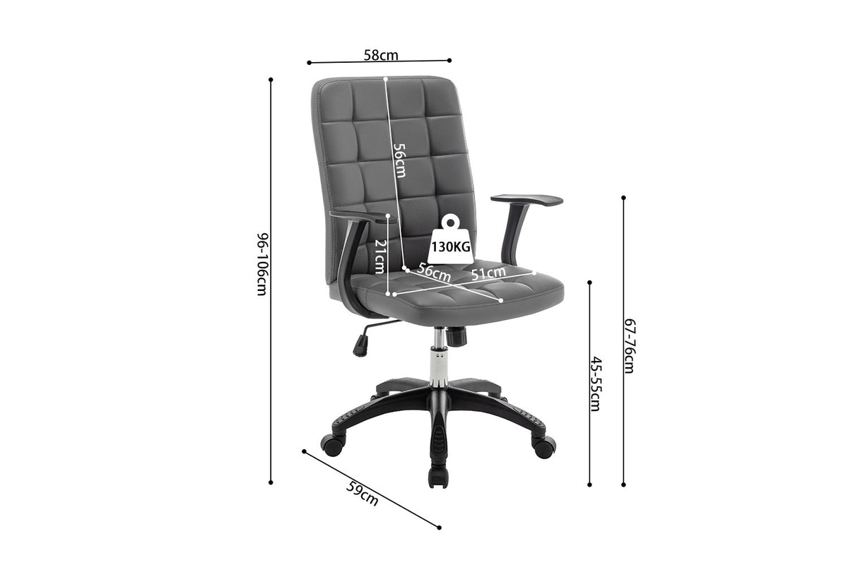 Rousseau - Chaise de bureau Luka Gris - 96x58x59 cm