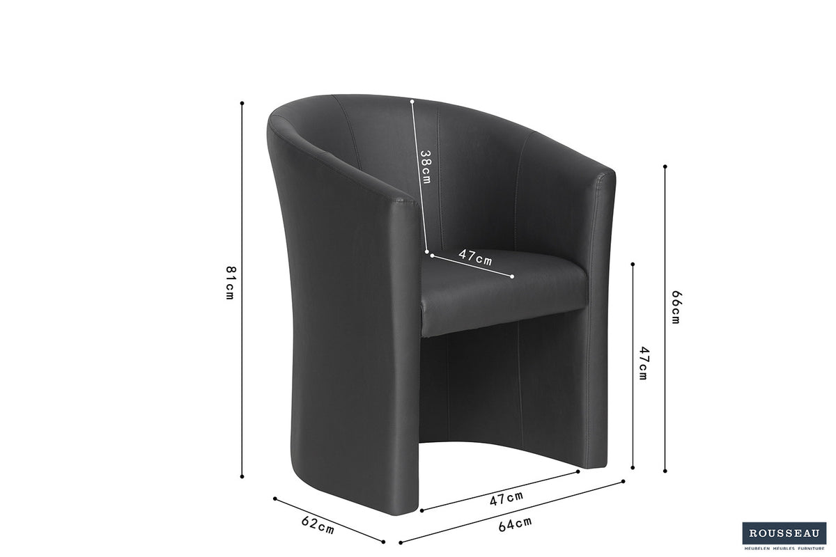 Rousseau - Siège baquet Charlie PU Noir - 81x64x62 cm