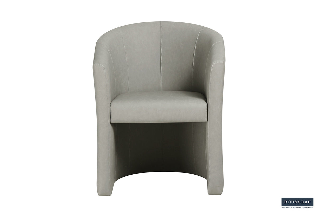 Rousseau - Chaise coque Charlie Vintage PU Gris clair - 81x64x62 cm