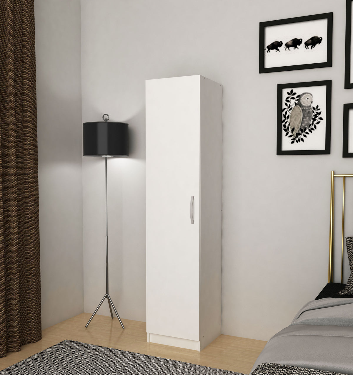 Armoire de rangement Snow - 1 porte tournante - Blanc - 40x180x40cm 