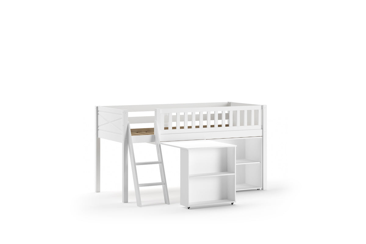 Vipack - Deze SCOTT combinatie bestaat uit de SCOTT halfhoogslaper met bureau en bibliotheek.