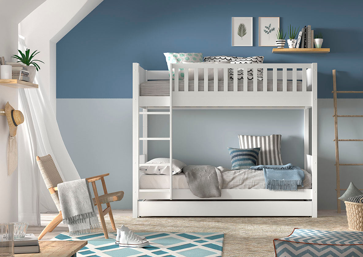 Vipack - Lit mezzanine avec lit gigogne Pino -90x200 cm
