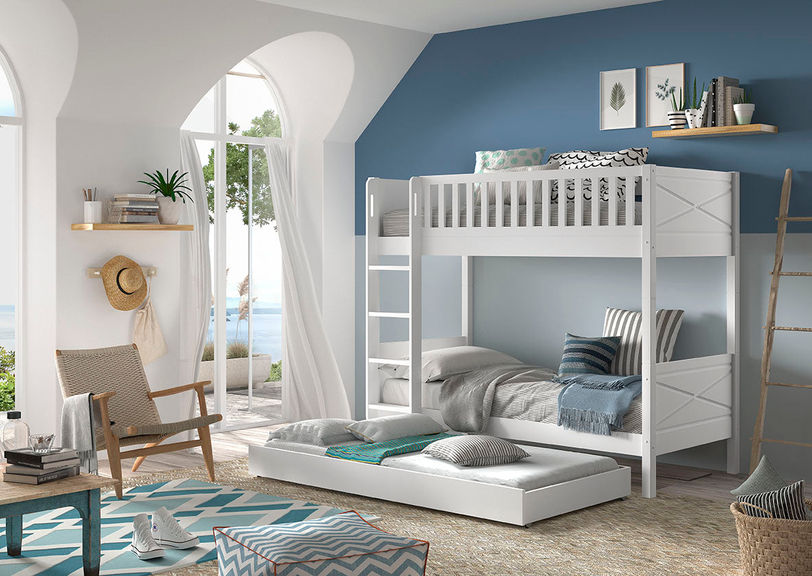 Vipack - Lit mezzanine avec lit gigogne Pino -90x200 cm