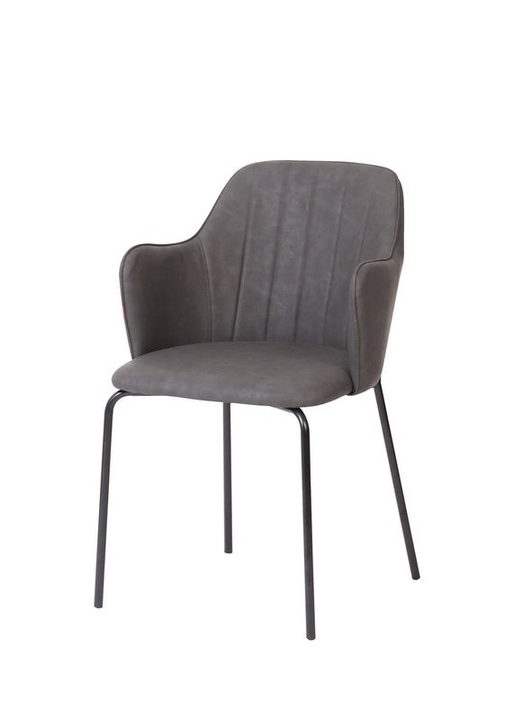 Meubar - Chaise de salle à manger Flo - Similicuir - Anthracite - 54x85x60cm
