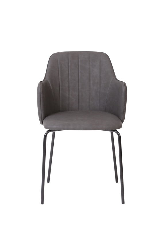 Meubar - Chaise de salle à manger Flo - Similicuir - Anthracite - 54x85x60cm