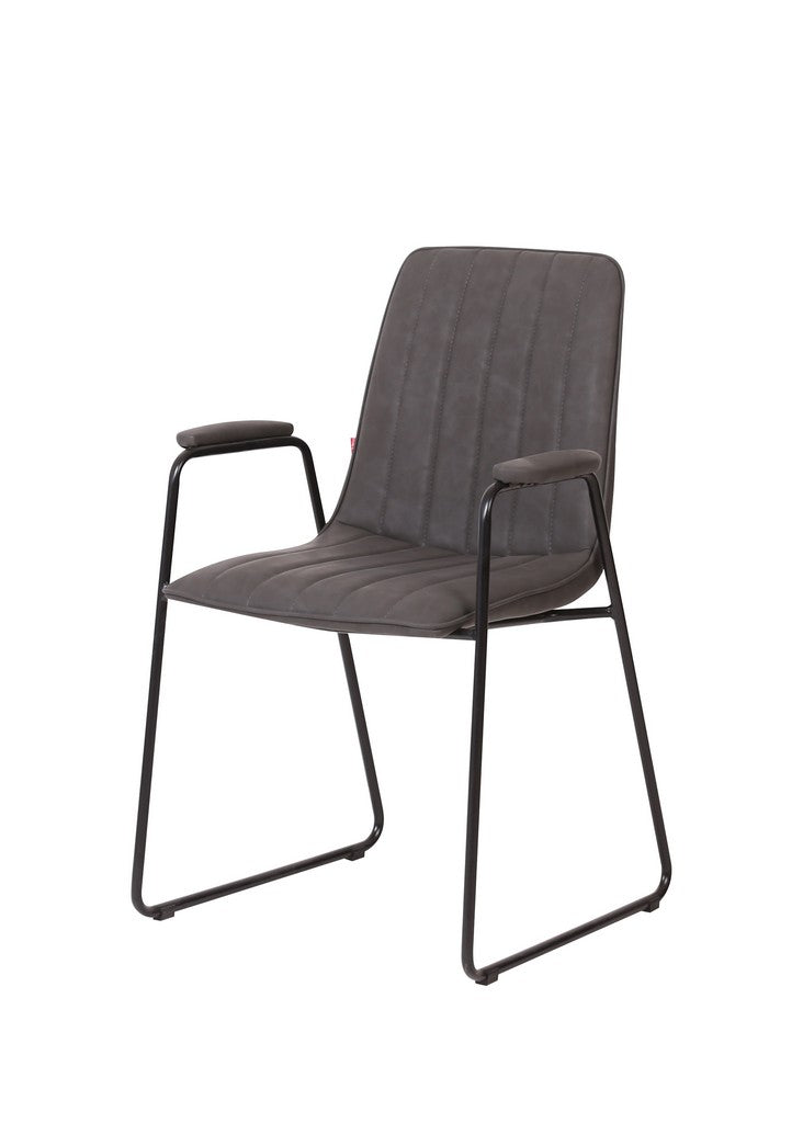 Meubar - Chaise de salle à manger Samo - Similicuir - ANTRACITE - 57 x 55 x 88 cm