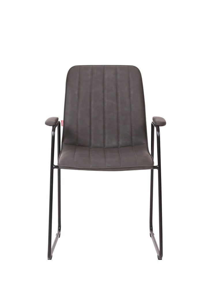Meubar - Chaise de salle à manger Samo - Similicuir - ANTRACITE - 57 x 55 x 88 cm