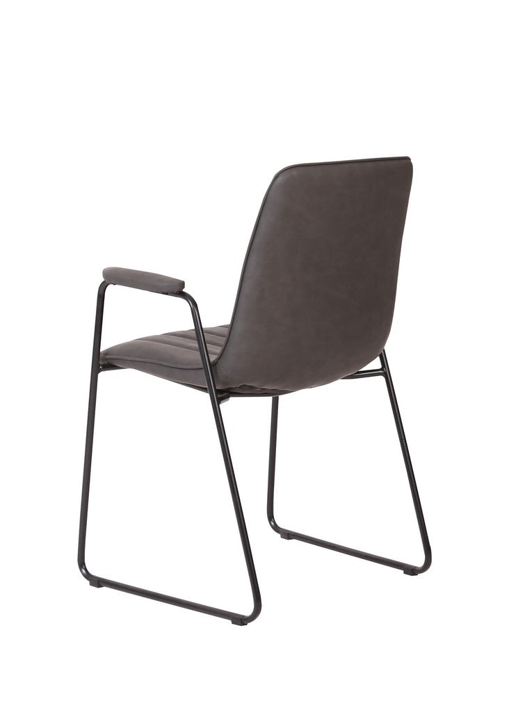 Meubar - Chaise de salle à manger Samo - Similicuir - ANTRACITE - 57 x 55 x 88 cm