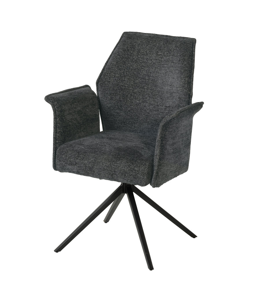 Meubar - Chaise de salle à manger Trieste - Boucle - Tissu - Anthracite - 64x62x92 cm