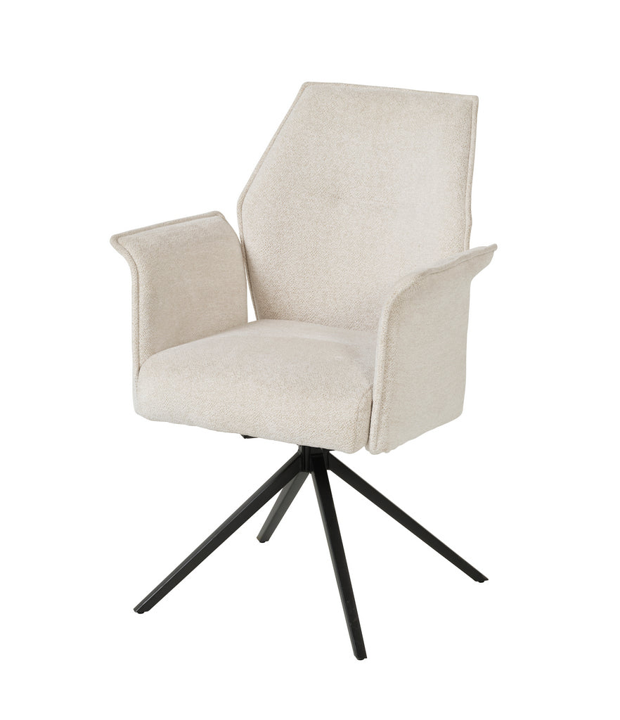 Meubar - Chaise de salle à manger Trieste - Boucle - Tissu - Blanc - 64x62x92 cm