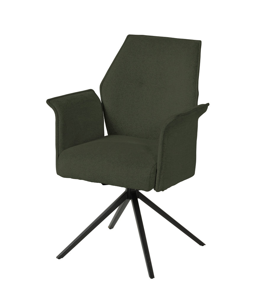 Meubar - Chaise de salle à manger Trieste - Boucle - Tissu - Vert - 64x62x92 cm