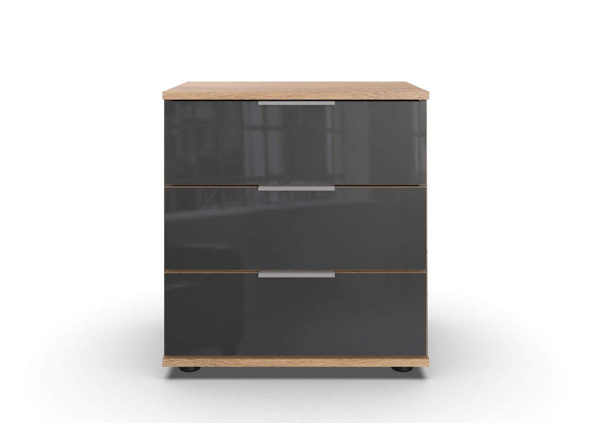 Wimex - Table de chevet Saigon - E49703 - Chêne/Gris/Planches graphite - 52x58x38 cm