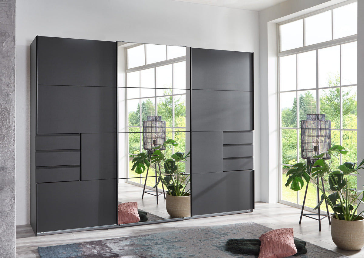Wimex - Armoire Saigon - E54641 - Graphite/Verre - 270 x 208 x 64 cm