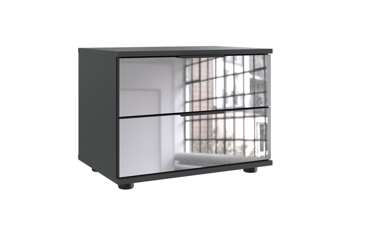 Wimex - Table de chevet Saigon - E54697 - Graphite/Verre - 52x40x38cm