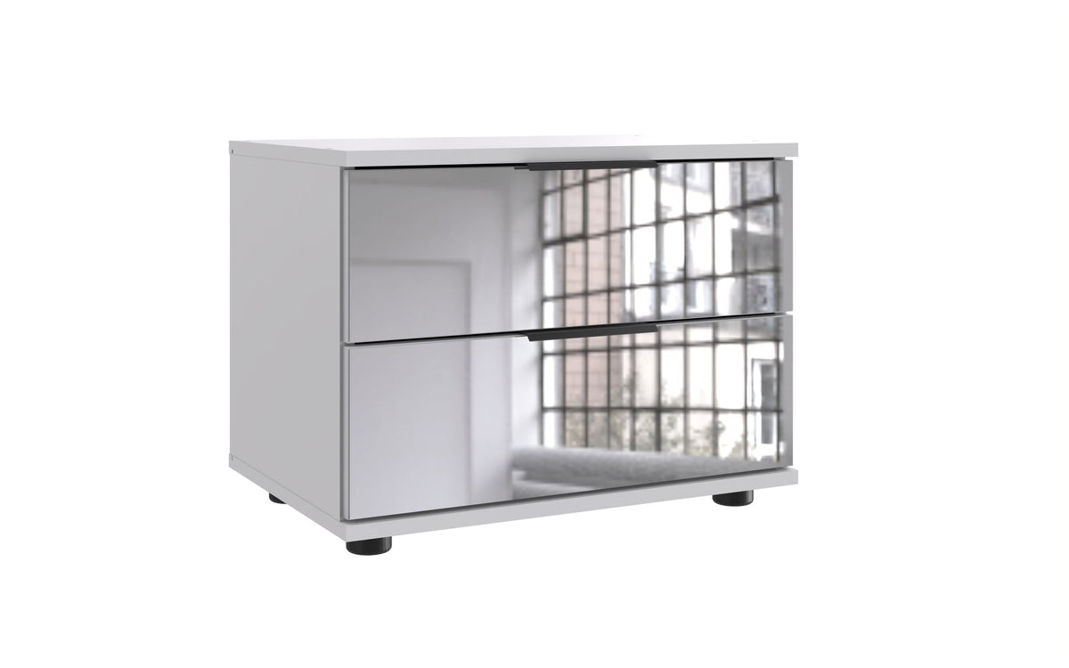 Wimex - Table de chevet Saigon - M10697 - Blanc/Verre - 52x40x38cm
