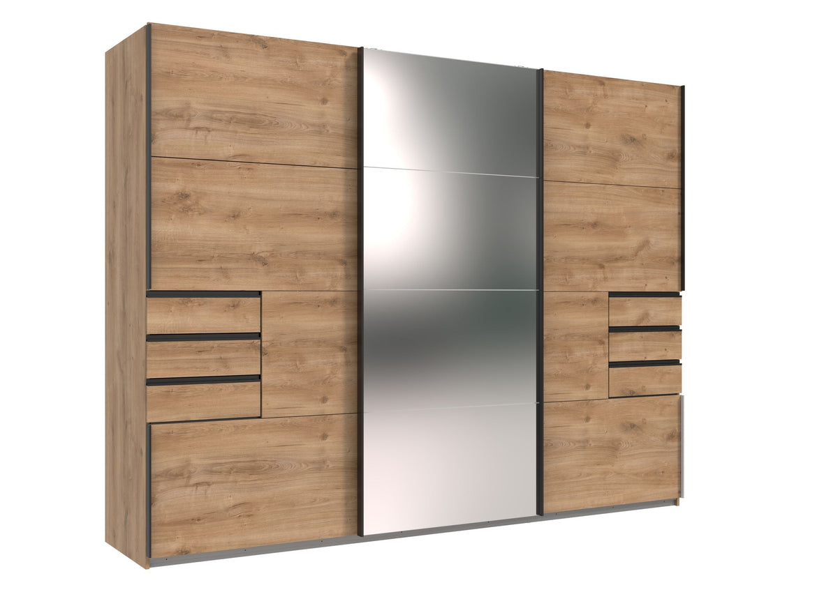 Wimex - Armoire Saigon - M11641 - Chêne/Étagères en verre - 270 x 208 x 64 cm