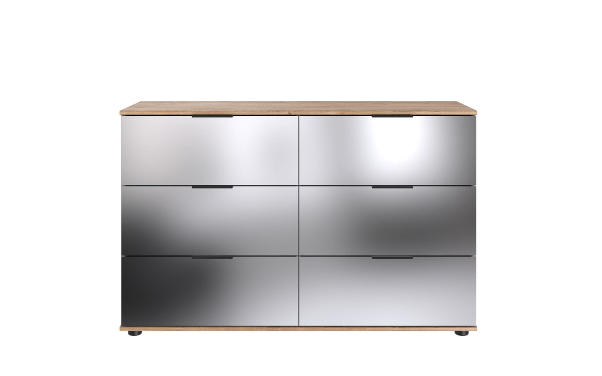 Wimex - Commode Saigon - M11705 - Chêne/Étagères en verre - 130x83x41cm