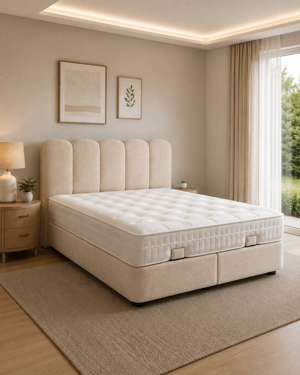 2BM - Boxspring Shakira - Ecru - Stof - 160x200 cm