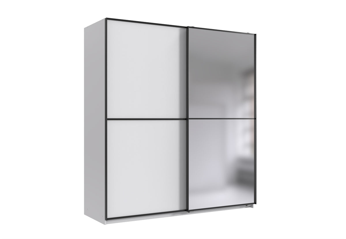 Wimex - Armoire Ulm - X17768 - Blanc/Noir - 135x198x65cm