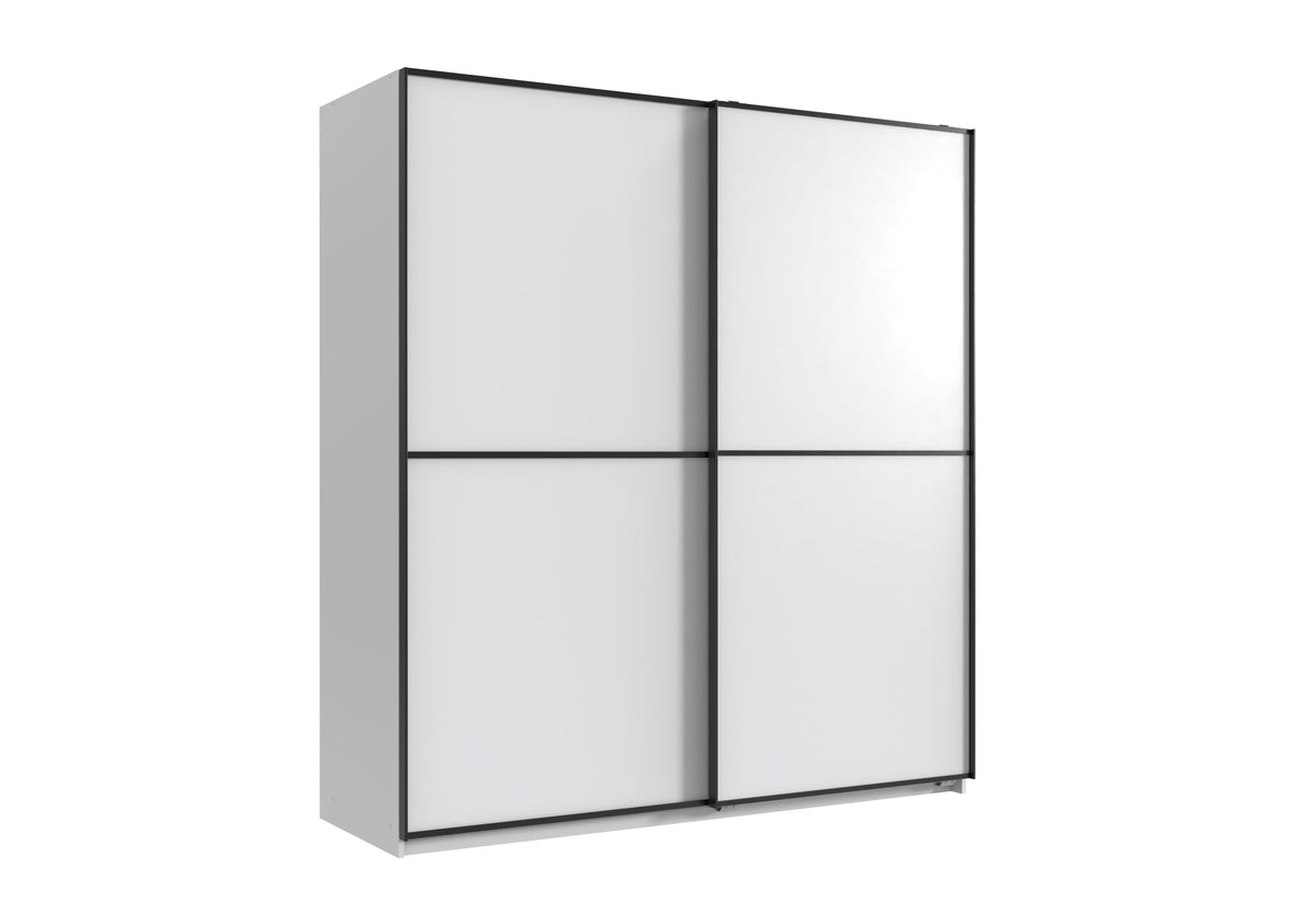 Wimex - Armoire Ulm - X17770 - Blanc/Noir - 135x198x65cm