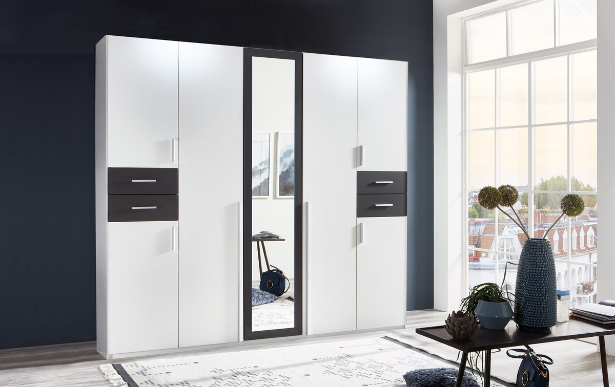 Wimex - Armoire Vegas - D03655 - Blanc/Graphite - 225 x 208 x 58 cm