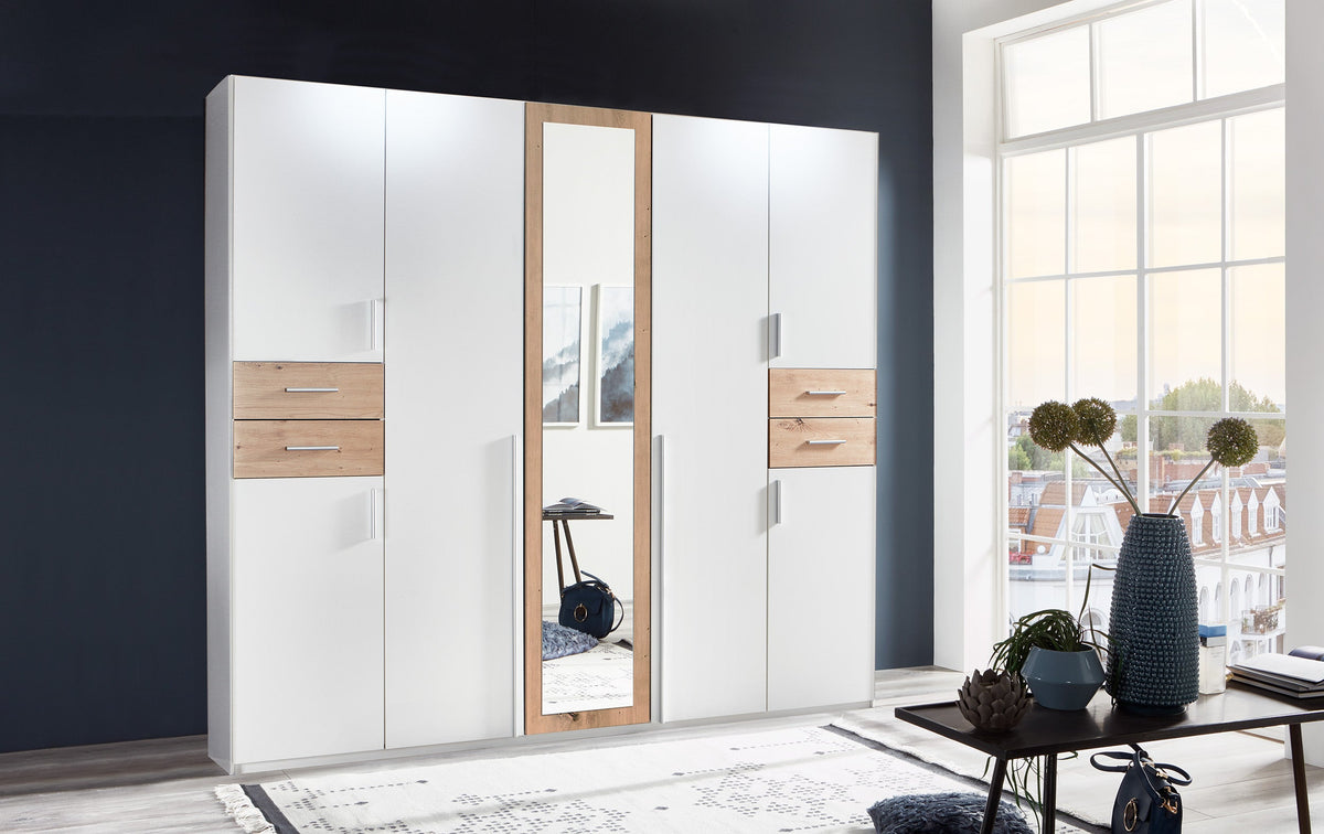 Wimex - Armoire Vegas - D11655 - Blanc/Chêne Artisan - 225 x 208 x 58 cm