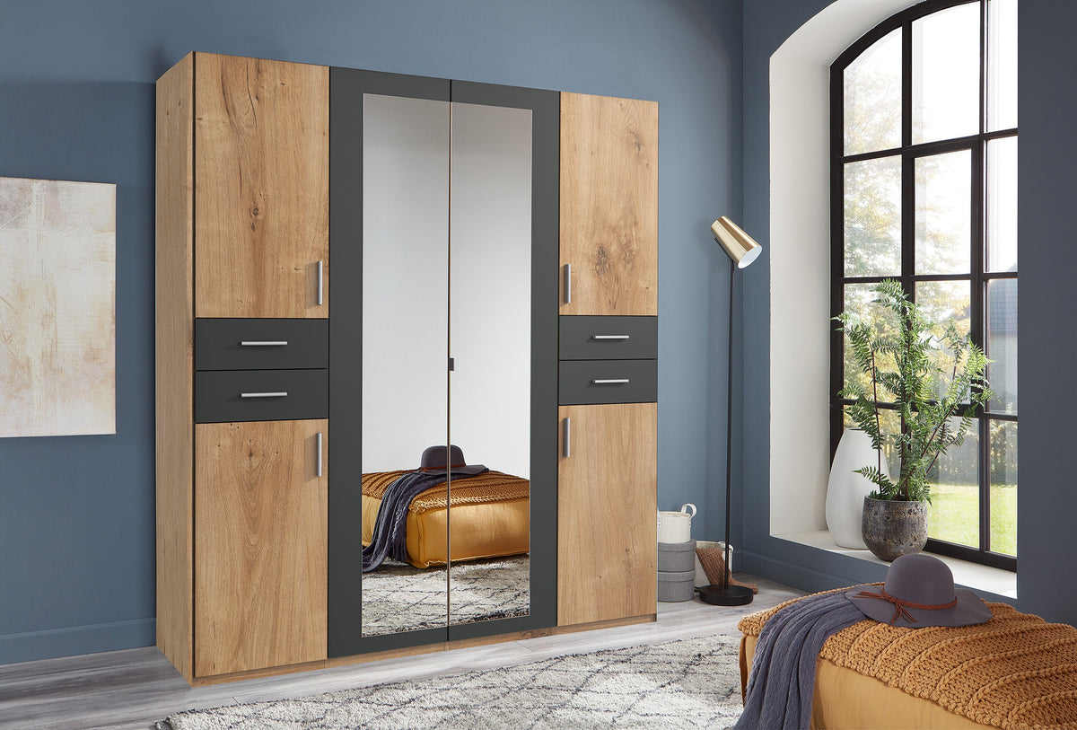 Wimex - Armoire Vegas - D12654 - Chêne/Planches graphite - 180x208x58cm